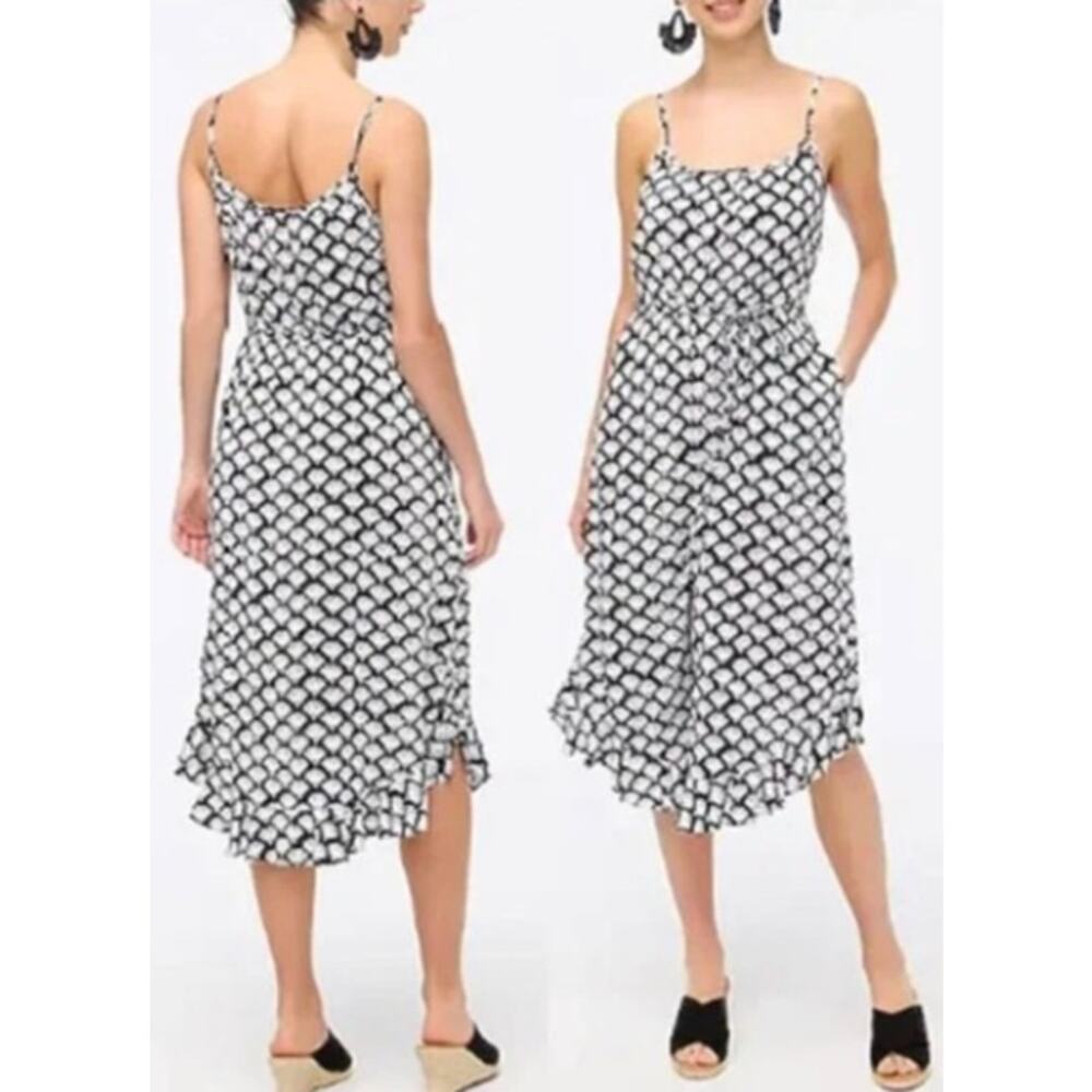 J. Crew Factory Patterned Curved Hem Midi Dress Size 8